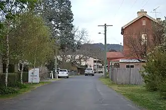 Denison Street, the unusually narrow main street of Sofala