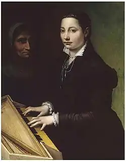 Selfportrait at the spinet with her nursemaid (c. 1555) by Sofonisba Anguissola