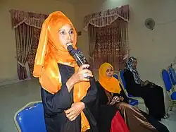 Image 17Somali woman in Hargeisa opening speech with traditional greeting. (from Culture of Somalia)