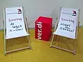 Deckchairs used to show messages
