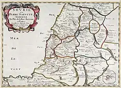 A detailed map of Palestine from the 17th century