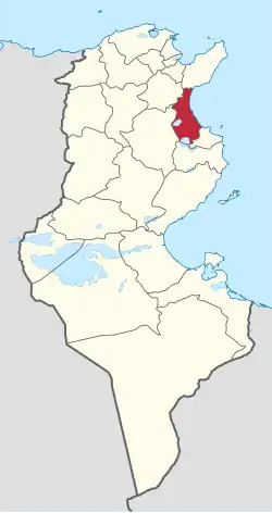 Map of Tunisia with Sousse highlighted