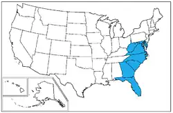 Florida, Georgia, North Carolina, Virginia, Maryland, South Carolina, West Virginia, Delaware, and Washington, D.C.