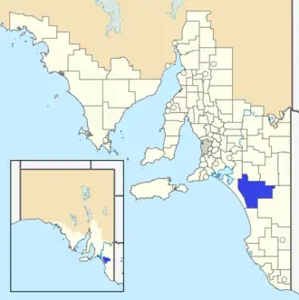 The District Council of Coonalpyn Downs as it was prior to disestablishment (blue)
