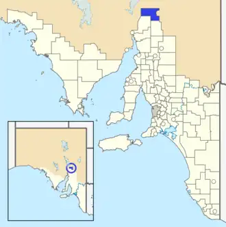 The District Council of Hawker as it was prior to disestablishment (blue)