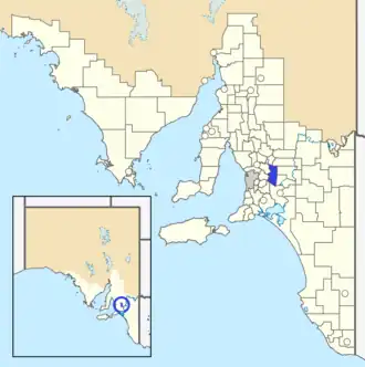 The District Council of Mount Pleasant as it was prior to disestablishment (blue)
