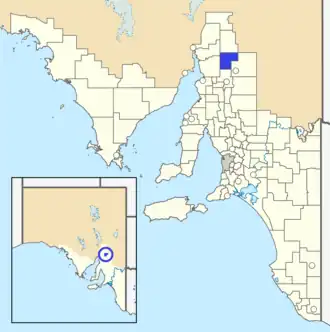 The District Council of Orroroo as it was prior to disestablishment (blue)