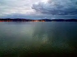 Evening view of South Nyack from across the Hudson River
