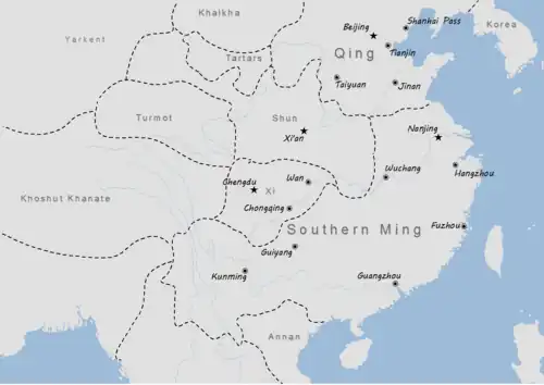 Various regimes of the Southern Ming, November 1644