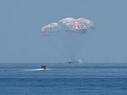 Crew Dragon Endeavour landing in the Gulf of Mexico on August 2, 2020.