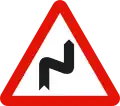 P-14a Dangerous curves, first to the right