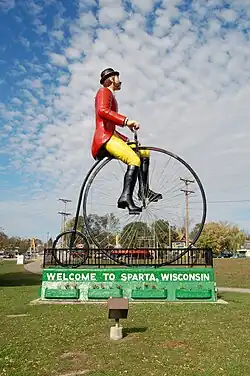 The "World's Largest Bicyclist" sculpture on the Elroy-Sparta State Trail