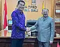 The Speaker of the Rajasthan Legislative Assembly Vasudev Devnani meet with Dewa Made Mahayadnya the Speaker of the Bali Regional House of Representatives