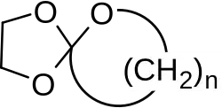 Structural formula of an spiro orthoester. This kind of monomer is used as expanding monomer.