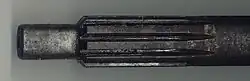 A spline on the end of a manual transmission input shaft