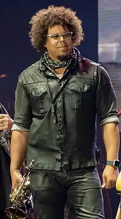 Clemons on stage during a performance with Bruce Springsteen in 2024