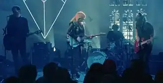 The band in 2022, left to right: Sam McCann, Karla Chubb, Jack Callan, and Colm O’Raghallaigh