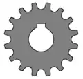 A sprocket with an internal parallel keyway