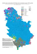 Ethnic map of Serbia by settlements, 1953