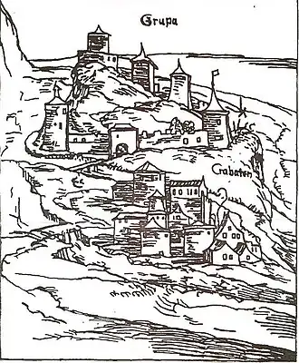Drawing of Bosanska Krupa during the Middle Ages