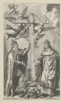 Saint Charlemagne and Saint Louis, by Grégoire Huret&nbsp;[fr], mid-17th century