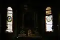 Church of St. Elizabeth of the Visitation, Siena, altar area, with two stained-glass windows created by Ulisse De Matteis, 1896-1901.
