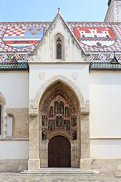 Gothic portal of St. Mark's Church in Zagreb (13th-14th century)