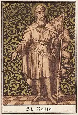 Lithograph of St. Rasso of Andechs.