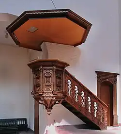 Surviving wooden pulpit