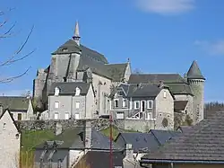 The church and the abbey of Saint-Michel-des-Anges, in Saint-Angel