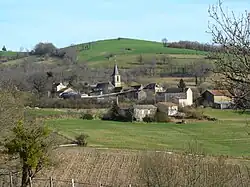 The church and surrounding buildings in Saint-Christophe