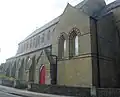 The south side of St. Simon's Church in St. Ronan's Road, Southsea which is located to the immediate north of the site of the original railway terminus building.