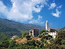 The Church of Santa-Maria Assunta and the Santa-Croce Brotherhood Chapel, in the village of Mandriale in Santa-Maria-di-Lota