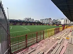 View of football pitch from stands.