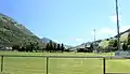 The football stadium.