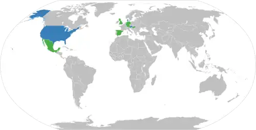 World map with countries that operate and have the Stadler Citylink on-order in two different colors.