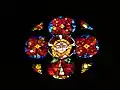 Stained glass face of Christ