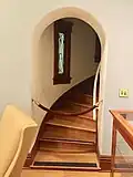 A staircase inside the library