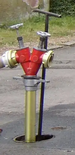 German underground hydrant with Storz hose connections