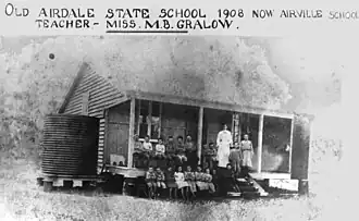 Teacher Miss M.B. Gralow and students, Airdale School, 1908
