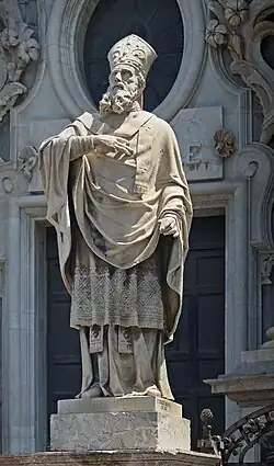 Statue of Saint Giacomo Confessore, near the door