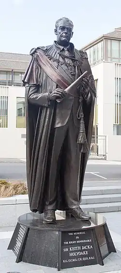 State of politician in robes