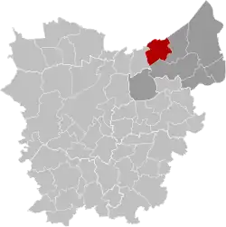 Location of Stekene in East Flanders