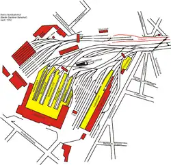 Track layout around the Stettiner bahnhof, about 1952