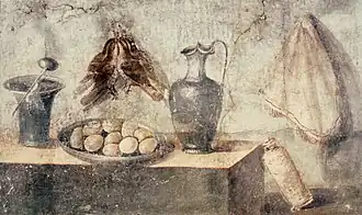 Image 9Eggs, thrushes, napkin, and vessels (wall painting from the House of Julia Felix, Pompeii) (from Culture of ancient Rome)
