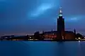 Stockholm City Hall at dusk