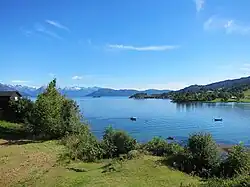 View of the fjord from the village of Strandebarm
