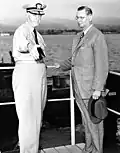 As commander in chief, U.S. Pacific Command, with Secretary of the Navy Robert B. Anderson, November 1953.