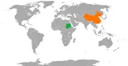 Map indicating locations of Sudan and China