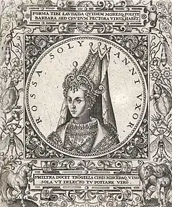 Engraving of Hürrem Sultan, by Johann Theodor de Bry (1596)